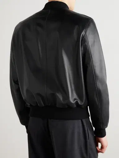 Canali Reversible Leather and Shell Bomber Jacket - Men | Thumbnail 4 Canali Reversible Leather and Shell Bomber Jacket - Men | Thumbnail 4