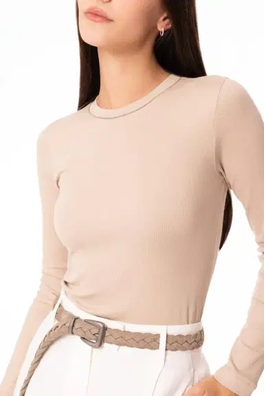 Brunello Cucinelli Long Sleeve Ribbed Tee | Thumbnail 3