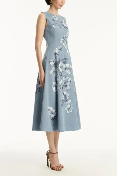 Oscar de la Renta Sleeveless Cherry Blossom Printed Dress | Thumbnail 5