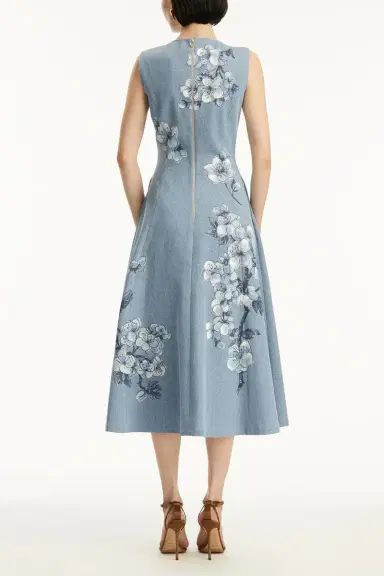 Oscar de la Renta Sleeveless Cherry Blossom Printed Dress | Thumbnail 6