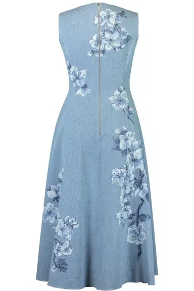 Oscar de la Renta Sleeveless Cherry Blossom Printed Dress | Thumbnail 7