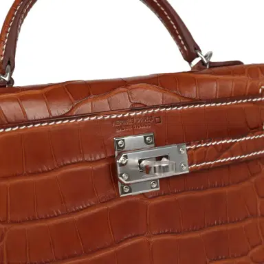 HERMÈS Hermes Kelly Sellier 20 Fauve Matte Alligator Mississippiensis Barenia Palladium Hardware | Thumbnail 7 HERMÈS Hermes Kelly Sellier 20 Fauve Matte Alligator Mississippiensis Barenia Palladium Hardware | Thumbnail 7
