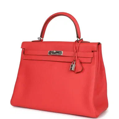 HERMÈS Pre-owned Hermes Retourne Kelly 35 Rose Jaipur Clemence Palladium Hardware | Thumbnail 3 HERMÈS Pre-owned Hermes Retourne Kelly 35 Rose Jaipur Clemence Palladium Hardware | Thumbnail 3