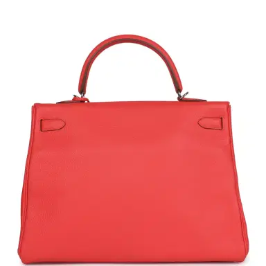 HERMÈS Pre-owned Hermes Retourne Kelly 35 Rose Jaipur Clemence Palladium Hardware | Thumbnail 5 HERMÈS Pre-owned Hermes Retourne Kelly 35 Rose Jaipur Clemence Palladium Hardware | Thumbnail 5