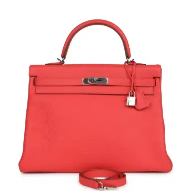 HERMÈS Pre-owned Hermes Retourne Kelly 35 Rose Jaipur Clemence Palladium Hardware | Thumbnail 1 HERMÈS Pre-owned Hermes Retourne Kelly 35 Rose Jaipur Clemence Palladium Hardware | Thumbnail 1