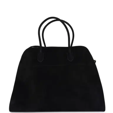 The Row The Row Soft Margaux 17 Bag Black Suede Gold Hardware | Thumbnail 1 The Row The Row Soft Margaux 17 Bag Black Suede Gold Hardware | Thumbnail 1