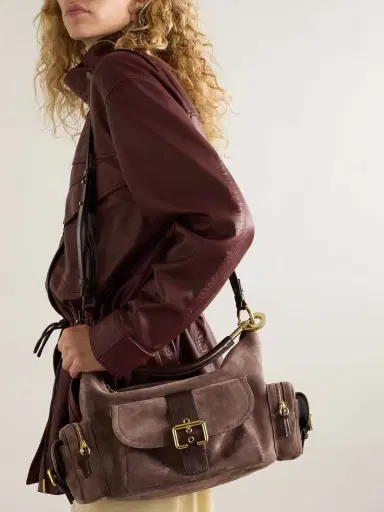 Chloé Camera Medium Leather-trimmed Suede Shoulder Bag | Thumbnail 2 Chloé Camera Medium Leather-trimmed Suede Shoulder Bag | Thumbnail 2