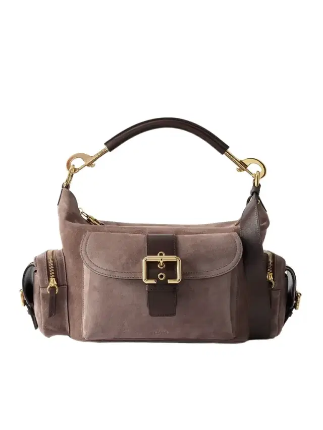 Camera Medium Leather-trimmed Suede Shoulder Bag