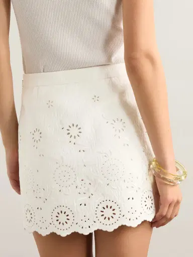 Chloé Scalloped Quilted Broderie Anglaise Cotton-blend Mini Skirt | Thumbnail 4 Chloé Scalloped Quilted Broderie Anglaise Cotton-blend Mini Skirt | Thumbnail 4