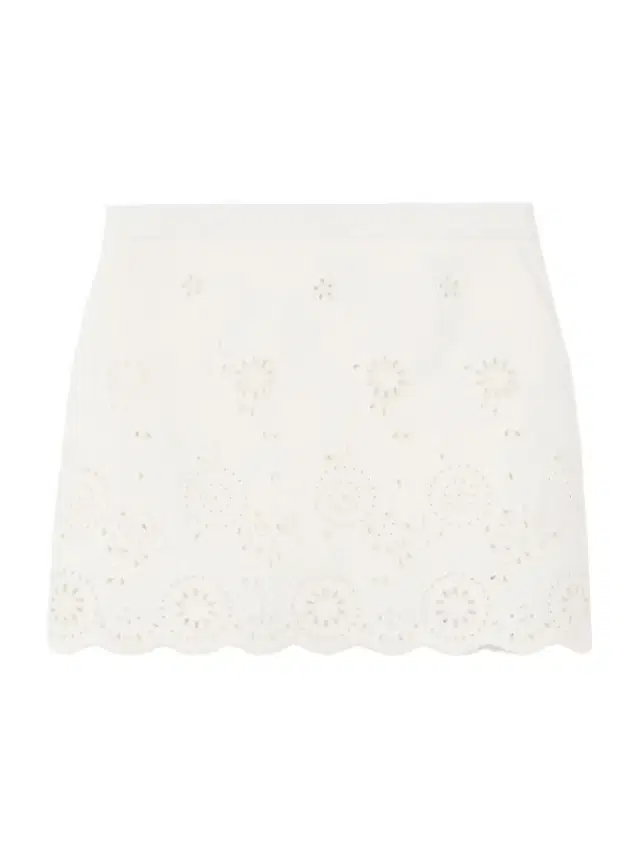 Scalloped Quilted Broderie Anglaise Cotton-blend Mini Skirt