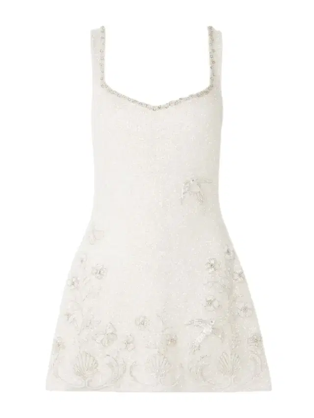 Snowdrop Embellished Beaded Stretch-tulle Mini Dress