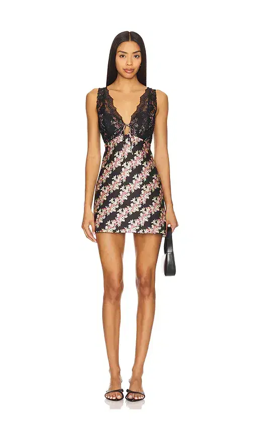 Free People Countryside Printed Mini Dress In Black Combo