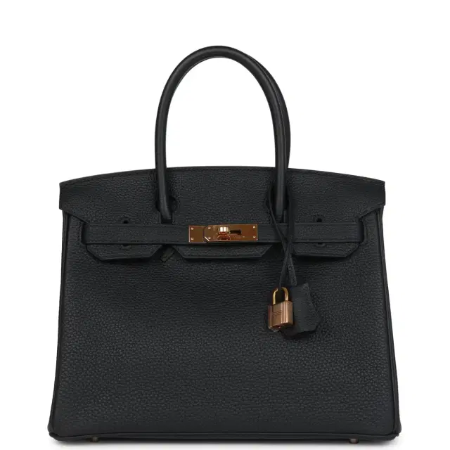 hermes Pre-owned Hermes Birkin 30 Black Togo Rose Gold Hardware