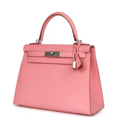 HERMÈS Pre-owned Hermes Kelly Sellier 28 Rose Confetti Epsom Palladium Hardware | Thumbnail 3