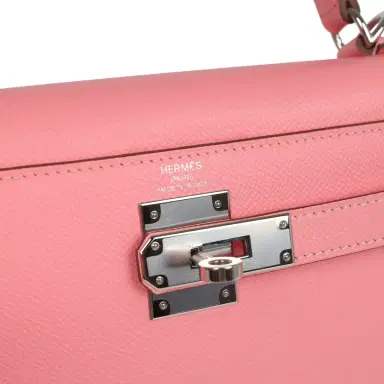HERMÈS Pre-owned Hermes Kelly Sellier 28 Rose Confetti Epsom Palladium Hardware | Thumbnail 7