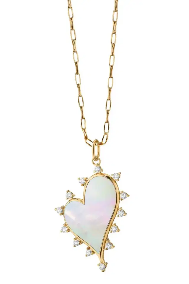 Diamond Pearl Heart Necklace