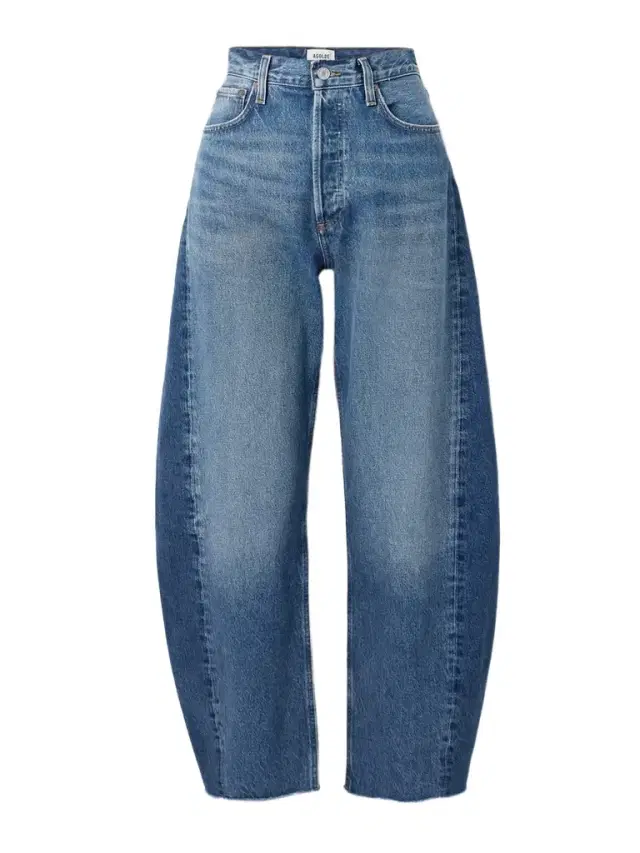 Luna Frayed High-rise Barrel-leg Jeans