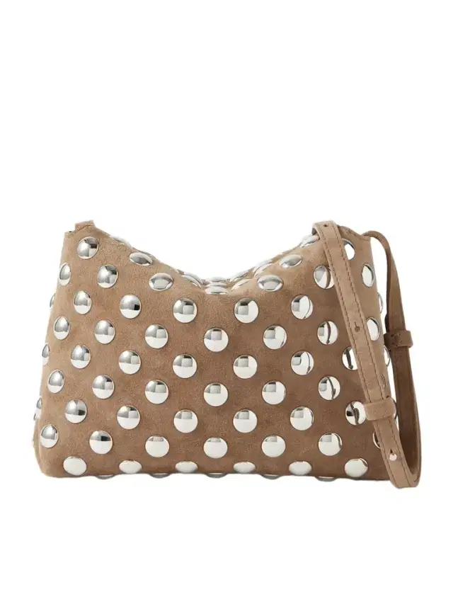 Lina Medium Studded Suede Shoulder Bag