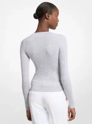 Michael Kors Collection Wool Sweater in Grey | Thumbnail 3 Michael Kors Collection Wool Sweater in Grey | Thumbnail 3