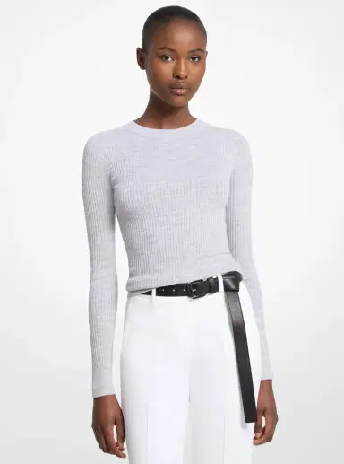 Michael Kors Collection Wool Sweater in Grey | Thumbnail 4 Michael Kors Collection Wool Sweater in Grey | Thumbnail 4