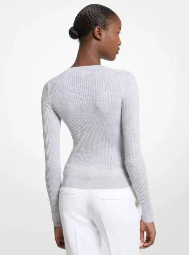 Michael Kors Collection Wool Sweater in Grey | Thumbnail 5 Michael Kors Collection Wool Sweater in Grey | Thumbnail 5