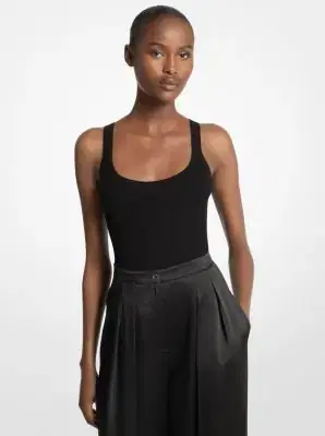 Michael Kors Collection Ribbed Stretch Viscose Tank Top Bodysuit in | Thumbnail 2 Michael Kors Collection Ribbed Stretch Viscose Tank Top Bodysuit in | Thumbnail 2