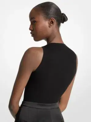 Michael Kors Collection Ribbed Stretch Viscose Tank Top Bodysuit in | Thumbnail 3 Michael Kors Collection Ribbed Stretch Viscose Tank Top Bodysuit in | Thumbnail 3