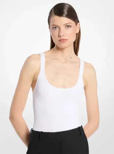 Michael Kors Collection Ribbed Stretch Viscose Tank Top Bodysuit in | Thumbnail 10 Michael Kors Collection Ribbed Stretch Viscose Tank Top Bodysuit in | Thumbnail 10
