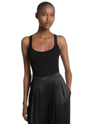 Michael Kors Collection Ribbed Stretch Viscose Tank Top Bodysuit in | Thumbnail 1 Michael Kors Collection Ribbed Stretch Viscose Tank Top Bodysuit in | Thumbnail 1