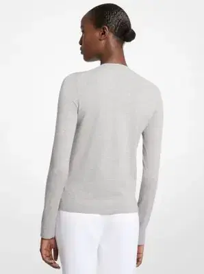 Michael Kors Collection Stretch Viscose Long-Sleeve Shirt in | Thumbnail 2