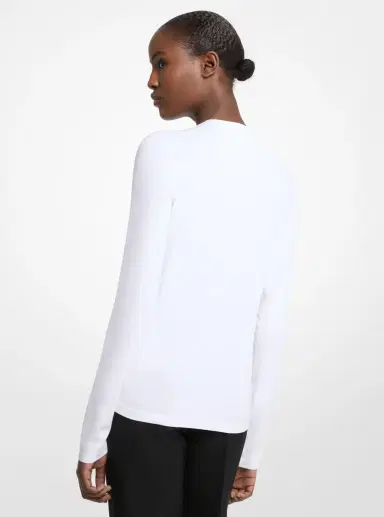 Michael Kors Collection Stretch Viscose Long-Sleeve Shirt in | Thumbnail 12