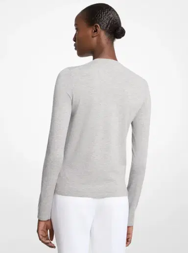 Michael Kors Collection Stretch Viscose Long-Sleeve Shirt in | Thumbnail 17