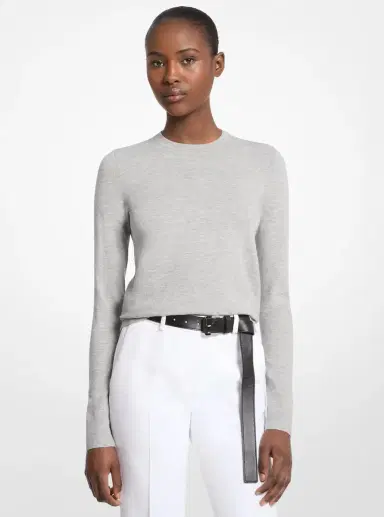 Michael Kors Collection Stretch Viscose Long-Sleeve Shirt in | Thumbnail 18