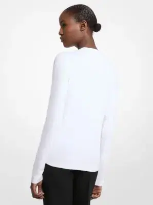 Michael Kors Collection Stretch Viscose Long-Sleeve Shirt in | Thumbnail 6
