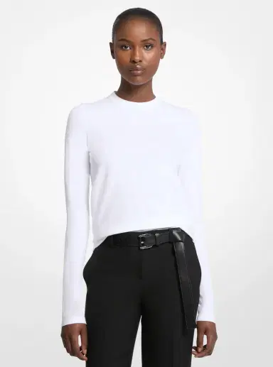 Michael Kors Collection Stretch Viscose Long-Sleeve Shirt in | Thumbnail 10