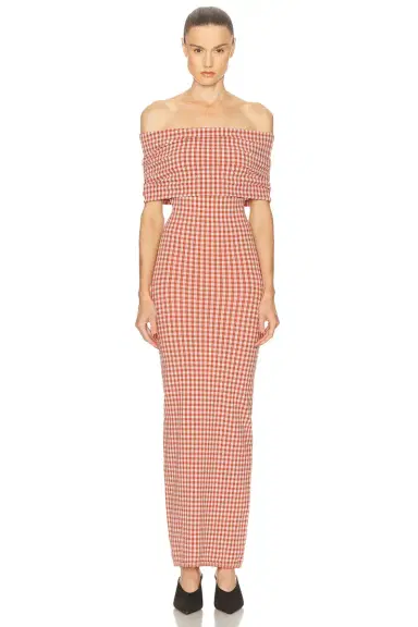 Alaïa Off The Shoulder Midi Dress | Thumbnail 1