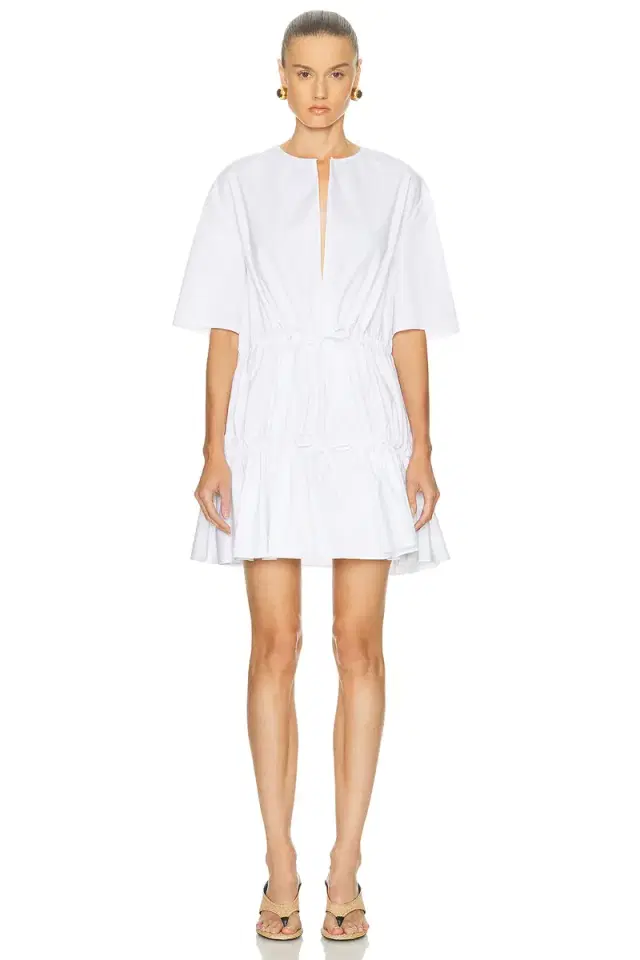ALAÏA Short Sleeve Ruffle Dress