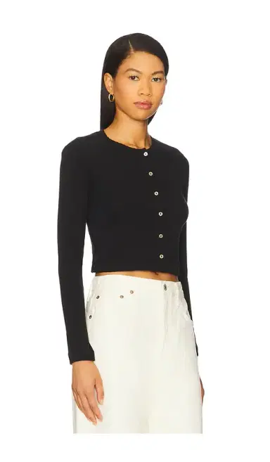 LESET Pointelle Crop Cardigan | Thumbnail 2