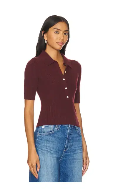 525 America Ginny Short Sleeve Johnny Collar Top | Thumbnail 2