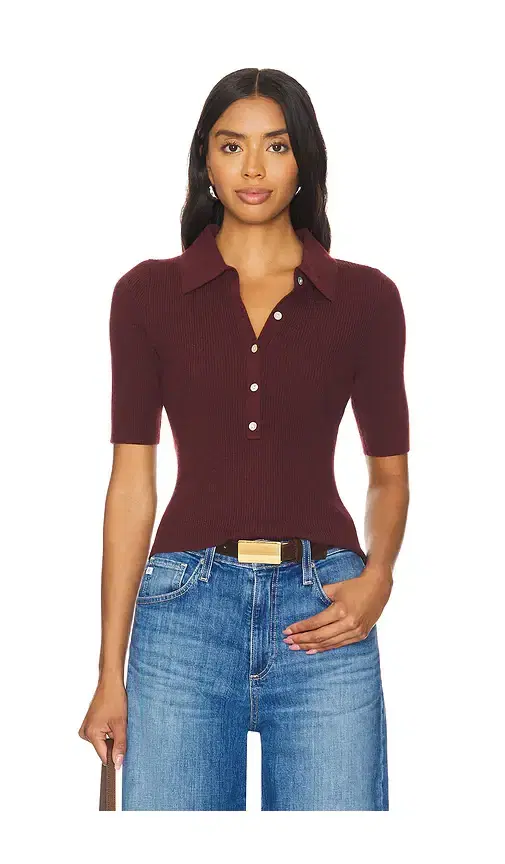 Ginny Short Sleeve Johnny Collar Top