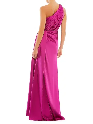 Mac Duggal Women's Gathered Satin One-Shoulder Gown - Berry - Size 14 | Thumbnail 2 Mac Duggal Women's Gathered Satin One-Shoulder Gown - Berry - Size 14 | Thumbnail 2
