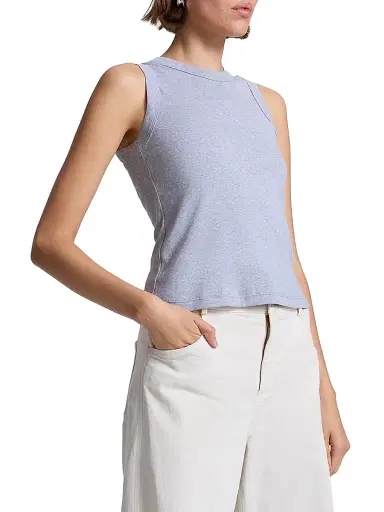 A.L.C. Women's Hadley Heathered Cotton Tank - Grey Melange - Size XL | Thumbnail 3