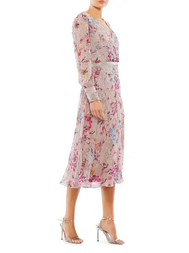 Mac Duggal Women's Floral Midi-Dress - Mauve Multi | Thumbnail 2