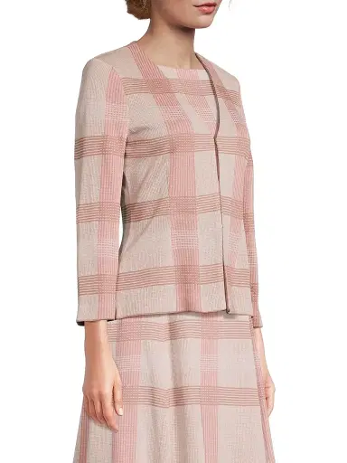 Misook Women's Tailored Plaid Knit Jacket - Honey Suckle - Size XXL | Thumbnail 4