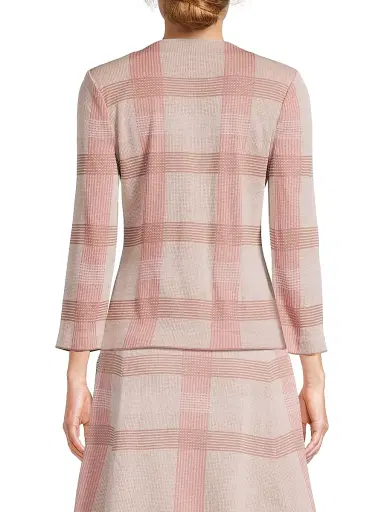 Misook Women's Tailored Plaid Knit Jacket - Honey Suckle - Size XXL | Thumbnail 5