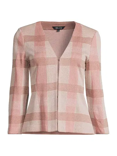 Misook Women's Tailored Plaid Knit Jacket - Honey Suckle - Size XXL | Thumbnail 1