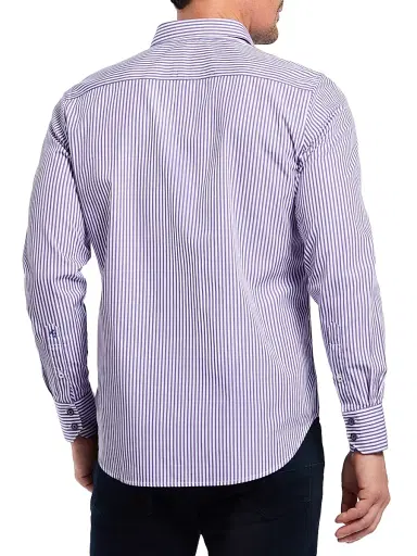 Robert Graham Men's Greenwich Striped Stretch Cotton Shirt - Purple - Size XXL | Thumbnail 4