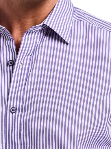 Robert Graham Men's Greenwich Striped Stretch Cotton Shirt - Purple - Size XXL | Thumbnail 6