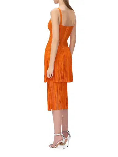 Hervé Léger Women's The Georgia Bandage Fringed Tiered Midi-Dress | Thumbnail 6