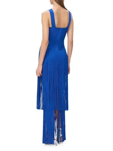 Hervé Léger Women's The Brigitte Bandage Fringed Tiered Halterneck Gown | Thumbnail 6
